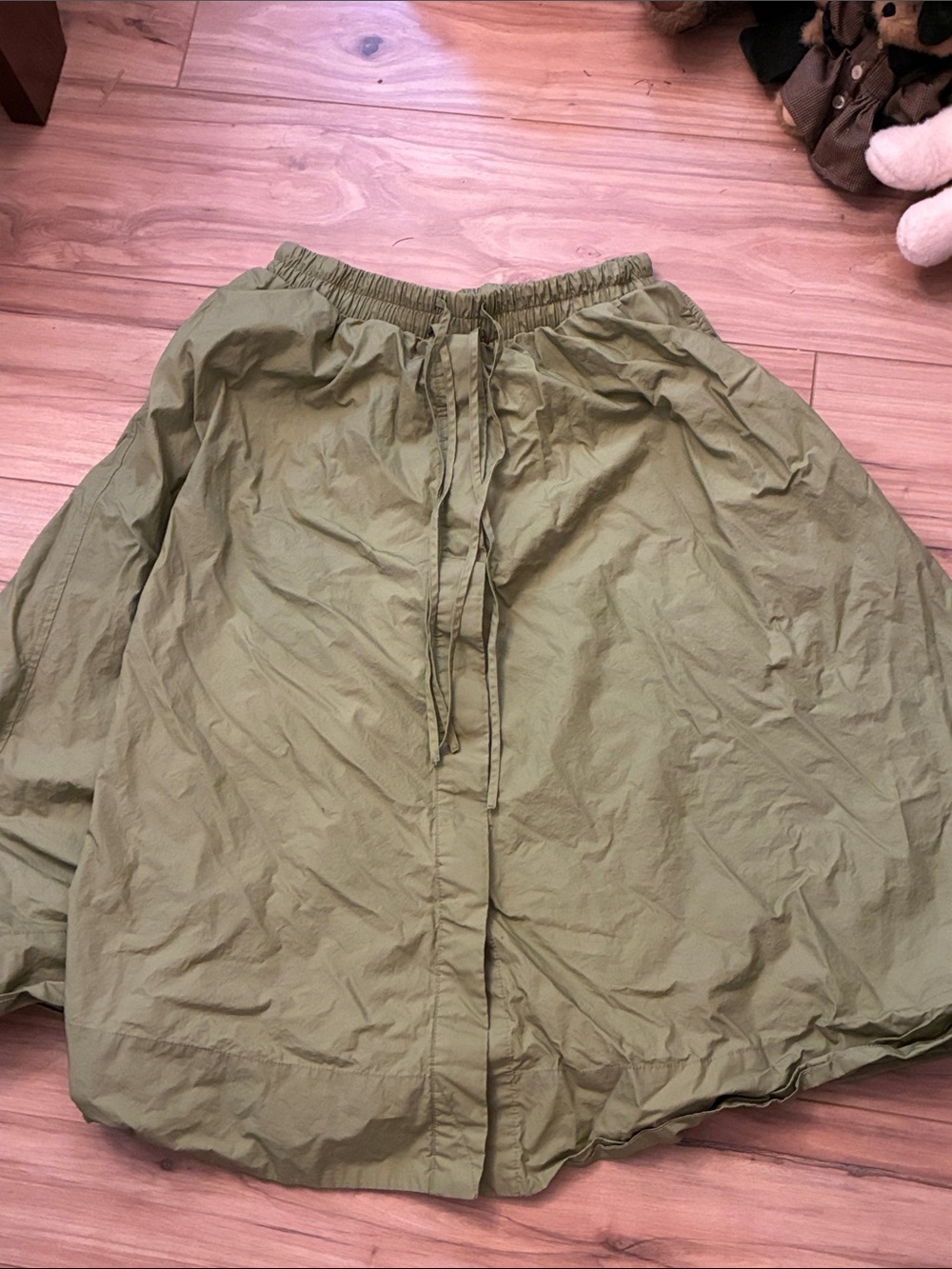 Casual A-Line Drawstring Skirt in Olive Green